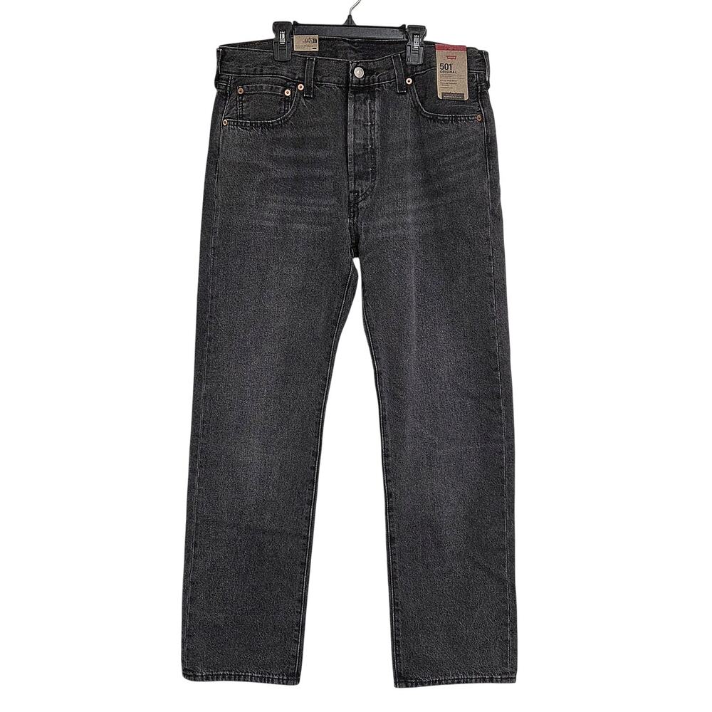 Levi’s 501 Original Fit Straight Leg Button Fly W34 x L32 Iconic Black Jeans - Picture 2 of 8